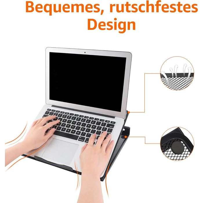 Підставка для ноутбука Storeo Basics з вентиляцією, регульована, ергономічна, сумісна з ноутбуками до 17,3 дюймів (43,9 см), розміри 33 x 28.7 x 18.5 см, чорного кольору