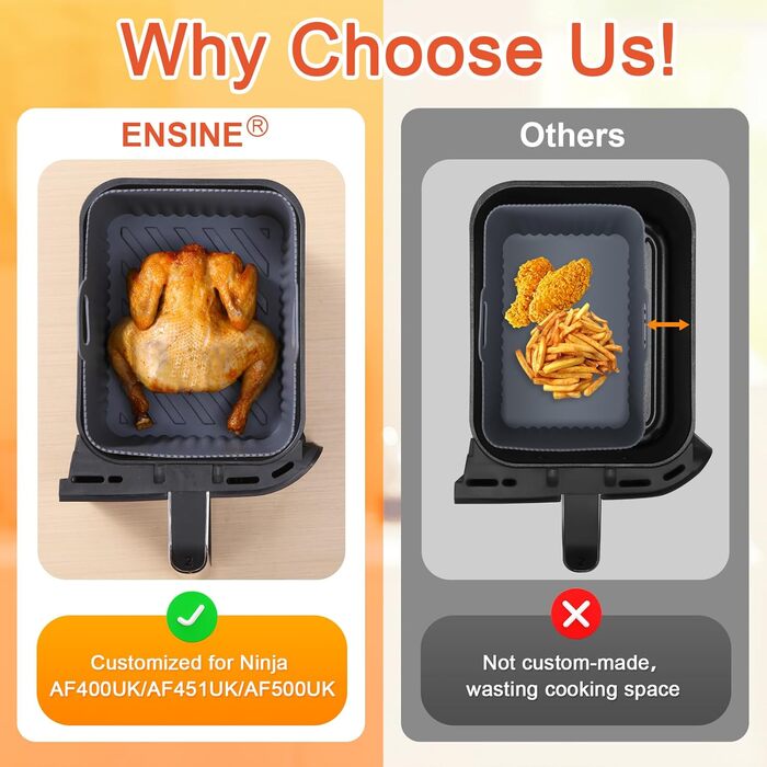 Аксесуари для фритюрниці ENSINE, аксесуари для фритюрниці для фритюрниці Ninja AF400EU, AF500EU, 9-10.4L XXL, включаючи силіконову форму, масляний спрей, решітку для гриля, силікон форми для випічки, папір для випічки тощо. НАБІР 22 шт.
