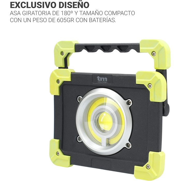 Портативний робочий ліхтар TM Electron TMTOR020 з надяскравим світлодіодним COB-світлодіодом 20 Вт та зовнішнім акумулятором 4000 мАг 20 Вт зовнішній акумулятор