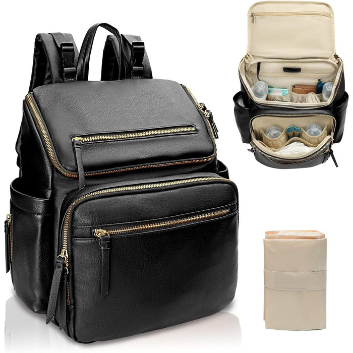 Сумка для сповивання дитини, рюкзак, пеленальна сумка, дорожній рюкзак, дитячі сумки для мам і тат Чорний