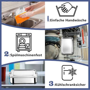 Ланчбокс Homikit з роздільниками, 1400 мл, нержавіюча сталь. Бенто-бокс для дітей та дорослих, герметичний металевий контейнер з ущільнювачем для школи, офісу, пікніка. Можна мити в посудомийній машині.