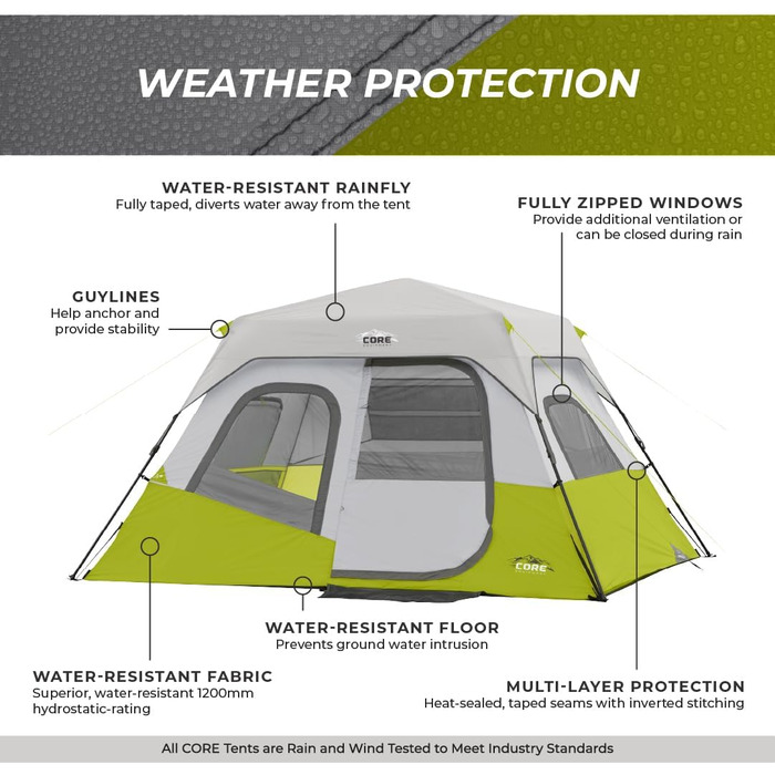 Намет-кабінет CORE Instant Cabin Tent для 6 осіб з настінним органайзером