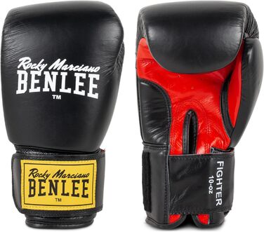 Боксерські рукавички BENLEE Fighter Leather 12 oz, чорні/червоні, одинарні