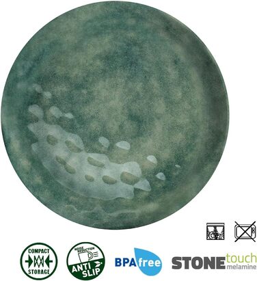 Набір посуду для кемпінгу BRUNNER з меламіну на 2-4 особи (набір 8, 12, 16 або 36 предметів) - венеціанський морський зелений - високоякісний, нековзний набір Tte--Tte з 8 предметів