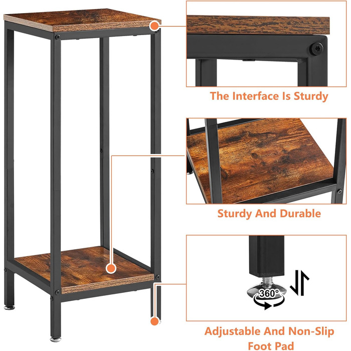 Підставка для квітів IBUYKE на 2 рівні, дерев&39яна підставка для рослин висотою 76 см, сучасна квадратна підставка для квіткових горщиків, драбина для декору вітальні, балкону, сільського коричневого кольору TMJ071H, сільського коричневого кольору, прямо