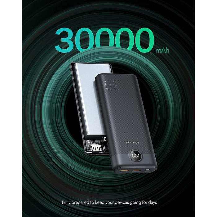 30000mAh, 20W Power Bank Large Capacity with 3 Outputs, USB C Input & Output External Cell Phone Batteries PD QC 3.0 Compatible with iPhone 16 15 14 13 12 11 Plus Pro Max iPad Samsung Tablet, 30000mAh, 20W Power Bank Large Capacity with 3 Outputs, USB C I