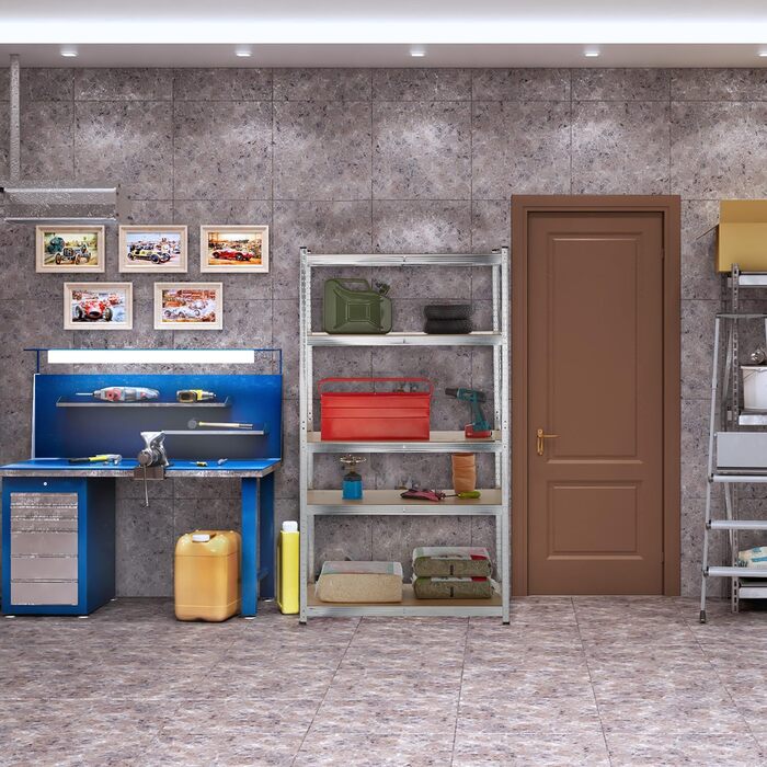 Надміцний стелаж Relaxdays, 5 ярусів, ВxШxГ 180 x 100 x 40 см, до 500 кг, сталь, полиця для зберігання в підвалі та гаражі, сріблястий