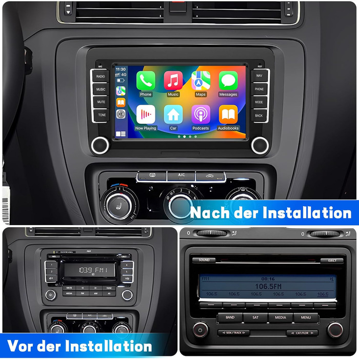 Автомагнітола для VW Passat Golf Polo Caddy Bettle Touran Tiguan Jetta Seat Skoda, система Android 12 2G64G, 7-дюймовий сенсорний екран Carplay Android Auto GPS Navi WiFi Bluetooth FM RDS радіо
