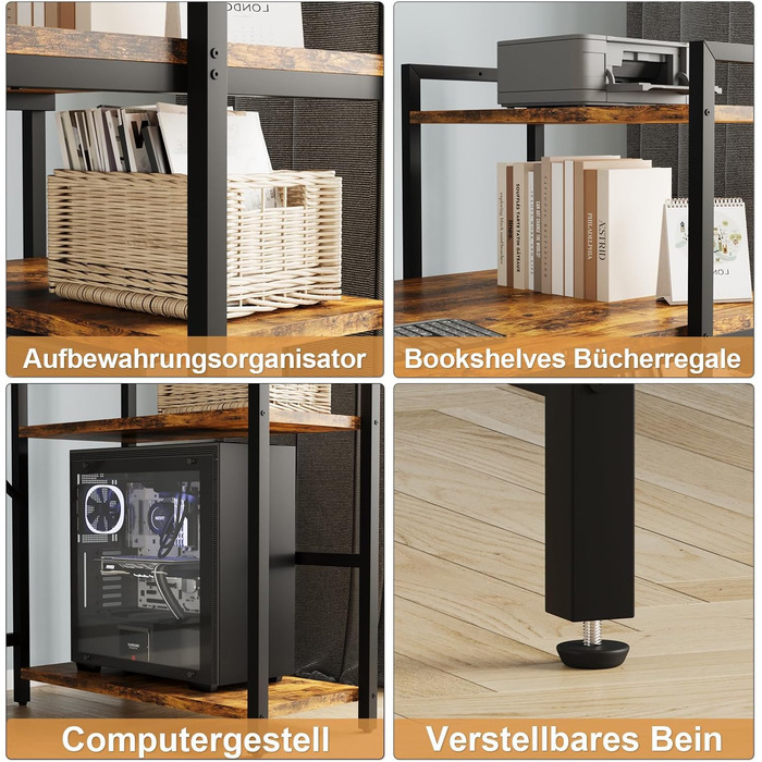 Комп'ютерний стіл Devoko 120 см з реверсивною полицею, стіл з 4-шаровим сховищем Ідеальний навчальний комп'ютерний стіл Стіл для н