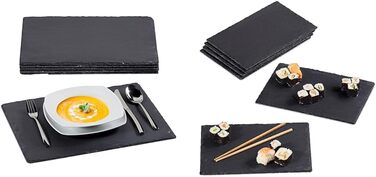 Набір сланцевих тарілок 6, великі сервірувальні тарілки з сланцю та набір сланцевих тарілок 6, 26 x 16 см, для сервірування та ети