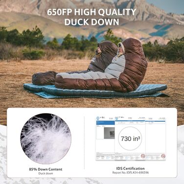 Спальний мішок Naturehike Snowbird з качиного пуху для мами, професійний спальний мішок для кемпінгу на природі, унісекс спальний мішок для дорослих 550 г/хакі/M