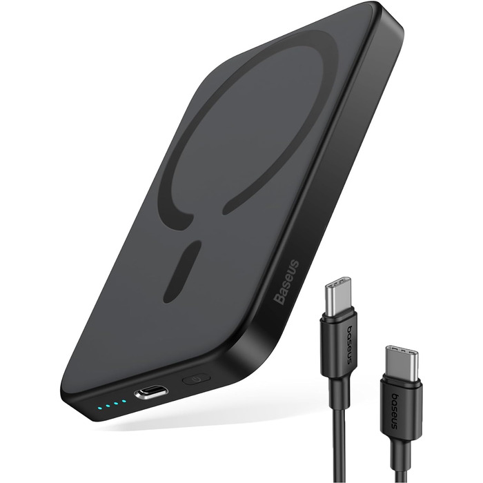 Магнітний зовнішній акумулятор для iPhone 15/14/13/12 серії, USB-C бездротова швидка зарядка Powerbank, Mini Power Bank PD 20W, ма