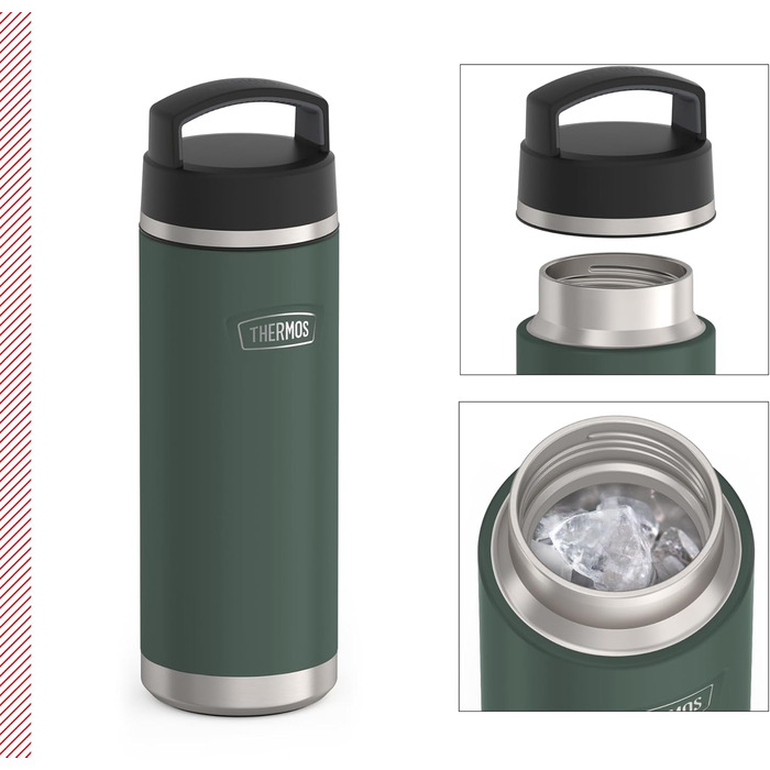 ТЕРМОС ICON ПЛЯШКА ДЛЯ НАПОЮ 0,71 л, зелений/лісовий килимок, термос з нержавіючої сталі 710 мл, ізольована пляшка для пиття, зберігає напої гарячими 18 годин / холодними 24 години, можна мити в посудомийній машині, герметична, без BPA 710 мл Зелений/лісо