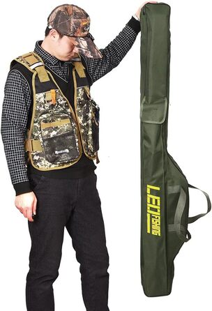 Сумка для риболовлі Lixada 100 / 150 см, багатоцільова складна сумка для вудки, кишені на блискавці, сумка для зберігання, темно-зелена - 150 см