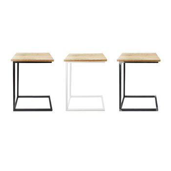 С-подібний журнальний столик Металевий та дерев&39яний столик для ноутбука Журнальний столик для дивана або крісла Практичне місце для зберігання Тумба під ліжком (з дубовою та білою стільницею) Зі стільницею з білого дуба