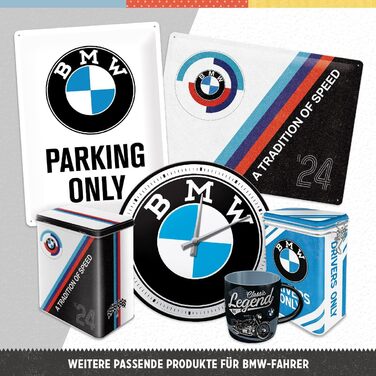 Ретро-настінний годинник Nostalgic-Art, Ø 31 см, BMW Тахометр (чорний, сріблястий, синій)