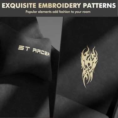 Ігрове крісло, Ергономічне ігрове крісло, Офісне поворотне крісло з регульованою опорою для голови та попереку, підлокітниками та підставкою для ніг, чохол з дихаючої тканини, Гоночне ПК-крісло (чорне)