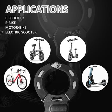 Замок роликовий з захистом від злодіїв, ланцюговий замок для велосипеда, найкращий замок для електросамокатів Segway, Ninebot, Xiaomi, а також для велосипедів та скутерів. Кабельні аксесуари та протиугінний замок для електросамокатів.