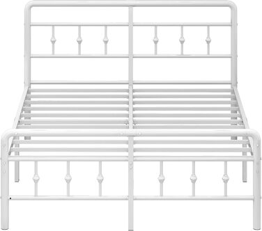 Металеве ліжко EMODA 140 x 200 см з узголів&39ям та узніжжям, каркас ліжка заввишки 46 см, міцний каркас ліжка, легке складання, безшумне, біле DE 140 x 200 см Біле
