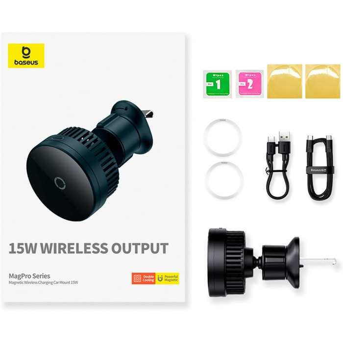 Магнітний автомобільний тримач для мобільного телефону Baseus MagPro 15W (чорний)