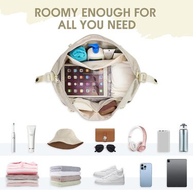 Сумка для ручної поклажі WANDF для авіакомпаній Easyjet 45 x 36 x 20 см, дорожня сумка під сидінням із портом зарядки USB, кишенею для вологи та відділенням для взуття, сумка на вихідні для чоловіків та жінок (бежевий)