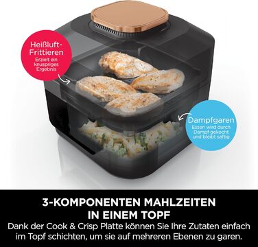 Мультиварка Ninja Speedi, 5,7 л, мультиварка 10-в-1, фритюрниця, аерофритюрниця, повільне приготування, гриль, випічка, чорно-мідний ON400EUCP мідний чорний 10-в-1