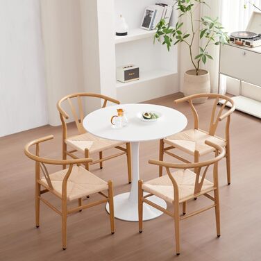 Круглий обідній стіл, сучасний обідній стіл у стилі кежуал, підходить для 2-4 осіб, ідеально підходить для вітальні, їдальні, кухні, кафе - Білий - 80 см 80*80*75 см Білий