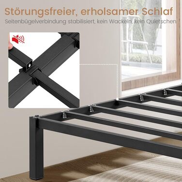 Металеве ліжко 90 x 200 см, каркас ліжка, односпальне ліжко, каркас ліжка-платформа, ліжко з палет, модульне ліжко, для складання не потрібні інструменти, чорне, 90 x 200 см, чорний - комплект з 1 предмета