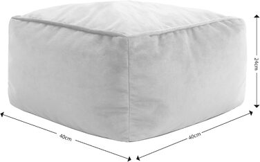 Табурет Icon Amara, оливково-зелений, пухнаста оксамитова тканина, оксамитова крісло-мішок, пуф з наповнювачем, пуф для ніг для вітальні, декор для вітальні, оливковий 88Г x 40Ш x 24В см