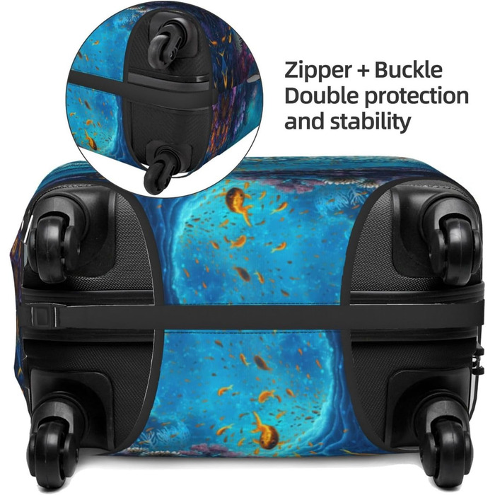 Чохол для валізи Морський світ, захисний еластичний чохол від подряпин та пилу для багажу, чорний, розмір 85