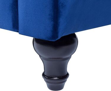 Місний диван Beliani, оксамит, синій, товсті подушки сидіння, підлокітники, ґудзикова обробка, стиль Честерфілд, 3-