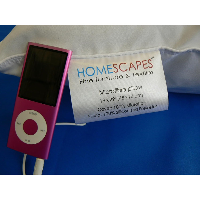 Музична подушка Homescapes з мікрофібри, яку можна прати, 65 x 65 см, подушка для голови з мікрофібри зі знімним динаміком, м&39яка жорсткість