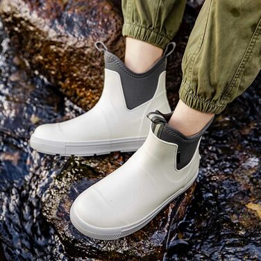 Водне взуття, гумові чоботи, нековзні, для риболовлі, катання на човні, роботи, чоловічі, для подорожей та походів, білі, розмір 41 1/3 EU