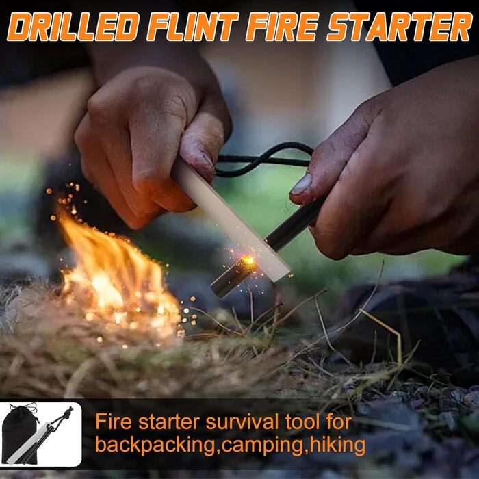 Набір для виживання на відкритому повітрі туристичний ніж, сокира, складна пилка, складаний саперний ніж, кемпінгова сокира та кресало (2 частини), чорний