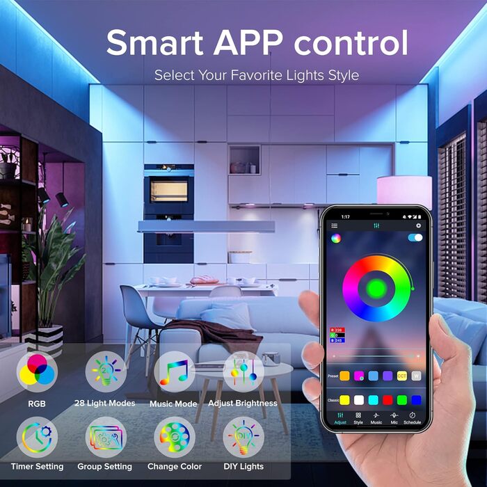 Світлодіодна стрічка для домашніх тварин Bonve 10M, світлодіодна стрічка з Bluetooth RGB, світлодіодні стрічки, що змінюють колір,