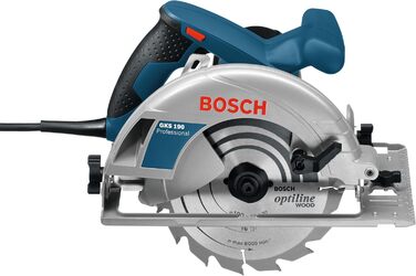 Професійна циркулярна пила Bosch GKS 190 (потужність 1400 Вт, диск 190 мм, глибина різання 70 мм, вкл. твердосплавний диск, всмокт