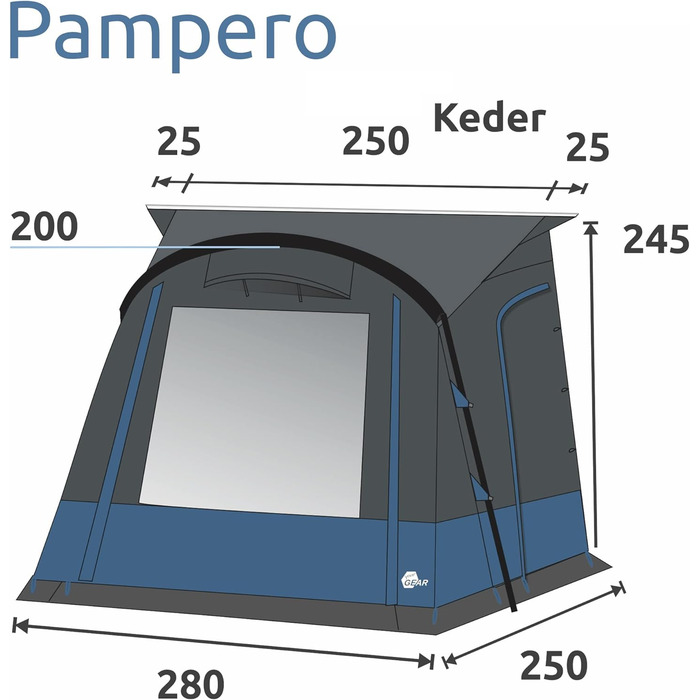 Ваш GEAR Caravan Тент Pampero 280 - Караван-намет, туристичний тент, 2 входи