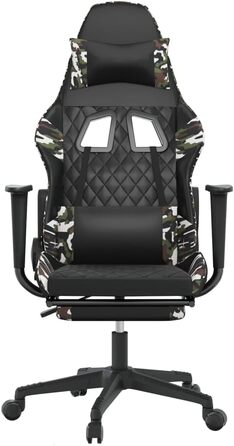 Геймерське крісло з підставкою для ніг, чорне з камуфляжем, штучна шкіра, поворотне, ергономічне, регульоване, комп&39ютерне, геймерське чорне з камуфляжем