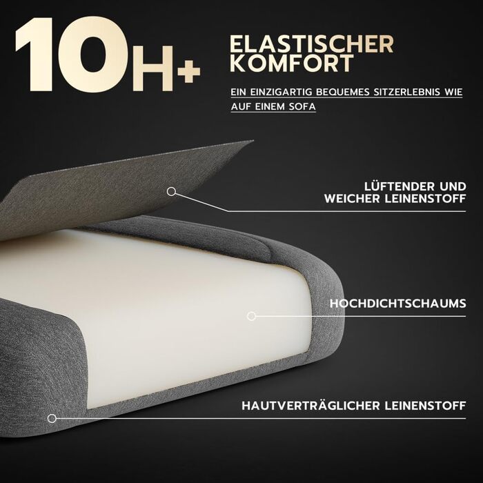 Ергономічне ігрове крісло з масажем, підголівником та регульованою підставкою для ніг - тканинний чохол, темно-сірий, регульовані підлокітники, витримує до 136 кг