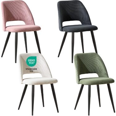 Обідні стільці, комплект з 4 шт. , стільці для їдальні, кухонні стільці, обідні стільці для вітальні з вирізаною спинкою, смугасте оксамитове крісло, м&39які стільці для їдальні, кухні, різні кольори, комплект з 4 шт.