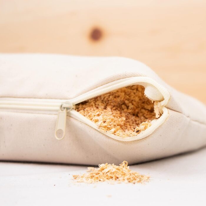 Подушка з сосни для сауни 28x16 см - виготовлена з бавовни - з дуже смолистою сосновою стружкою - для ванної кімнати, гардеробу та сауни