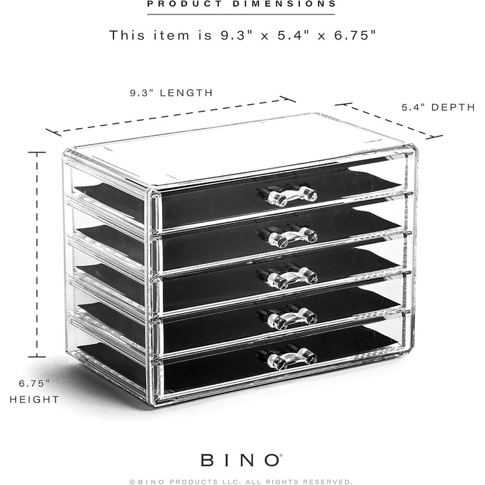 Організатор для макіяжу серії Manhattan з акрилу, 5 ящиків, прозорий б'юті-органайзер для зберігання, біжутерії та аксесуарів для макіяжу, 5 ящиків 5 ящиків