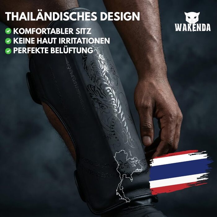 Щитки для гомілок WAKENDA Ідеально підходять для кікбоксингу, муай-тай, ММА Надійна посадка з ідеальною підкладкою для спарингу або роботи з щитками (L)