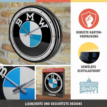Ретро-настінний годинник Nostalgic-Art, Ø 31 см, BMW Logo Single