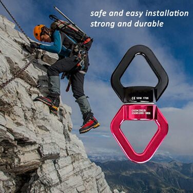 Поворотний з&39єднувач 30 кН, JIAMEIYI Обертовий пристрій Безпека на відкритому повітрі та в приміщенні Алюмінієвий сплав 360 Ротатор Гойдалка Спіннер Канат Поворотний ротор для скелелазіння Чорно-червоний