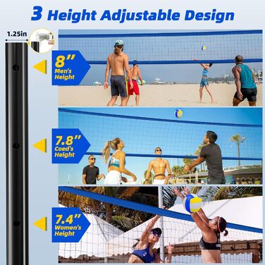 Професійний портативний комплект волейбольної сітки для вулиці (з конструкцією проти провисання, табло, регульованими стійками та повним набором аксесуарів)