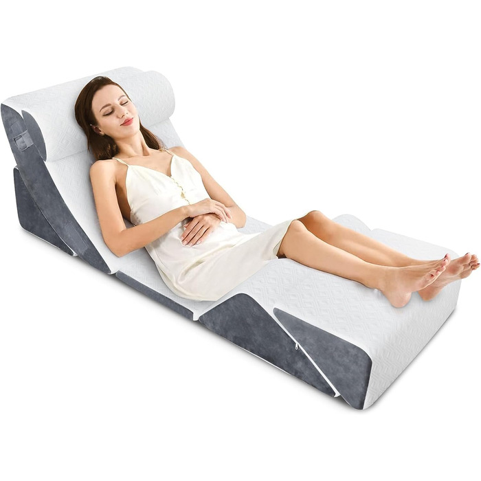 Комплект із 6 клиноподібних подушок Jolitac, клиноподібна подушка для ліжка, подушка з піни з ефектом пам&39яті для читання, подушка для підтримки спини, подушка для ніг для релаксації, ергономічна для сидіння, читання, болю в спині, болю в ногах для ліжк