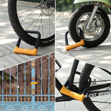 Велосипедний замок ICOCOPRO U-lock, U-подібний замок 18,7 мм, надміцний U-подібний замок високої безпеки, велосипедний замок з 3 ключами, U-подібні замки для гоночних велосипедів, гірських велосипедів, чорний