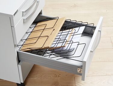 Роздільник для шухляд SSI Schfer, кутовий лоток, 7 відділень DIN A4, для шухляд глибиною 600 мм, для шухляд з 3 одиницями висоти, В 106 x Ш 328 x Г 480 мм