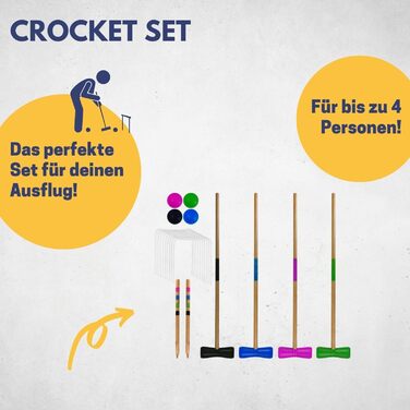 НАЙКРАЩИЙ СПОРТИНГ Набір для крокету Крокет для дорослих та дітей З молотками, м&39ячами, кільцями та кілками Ігри на свіжому повітрі для дорослих Садові ігри для дітей Набір для крокету для дорослих (58 см)